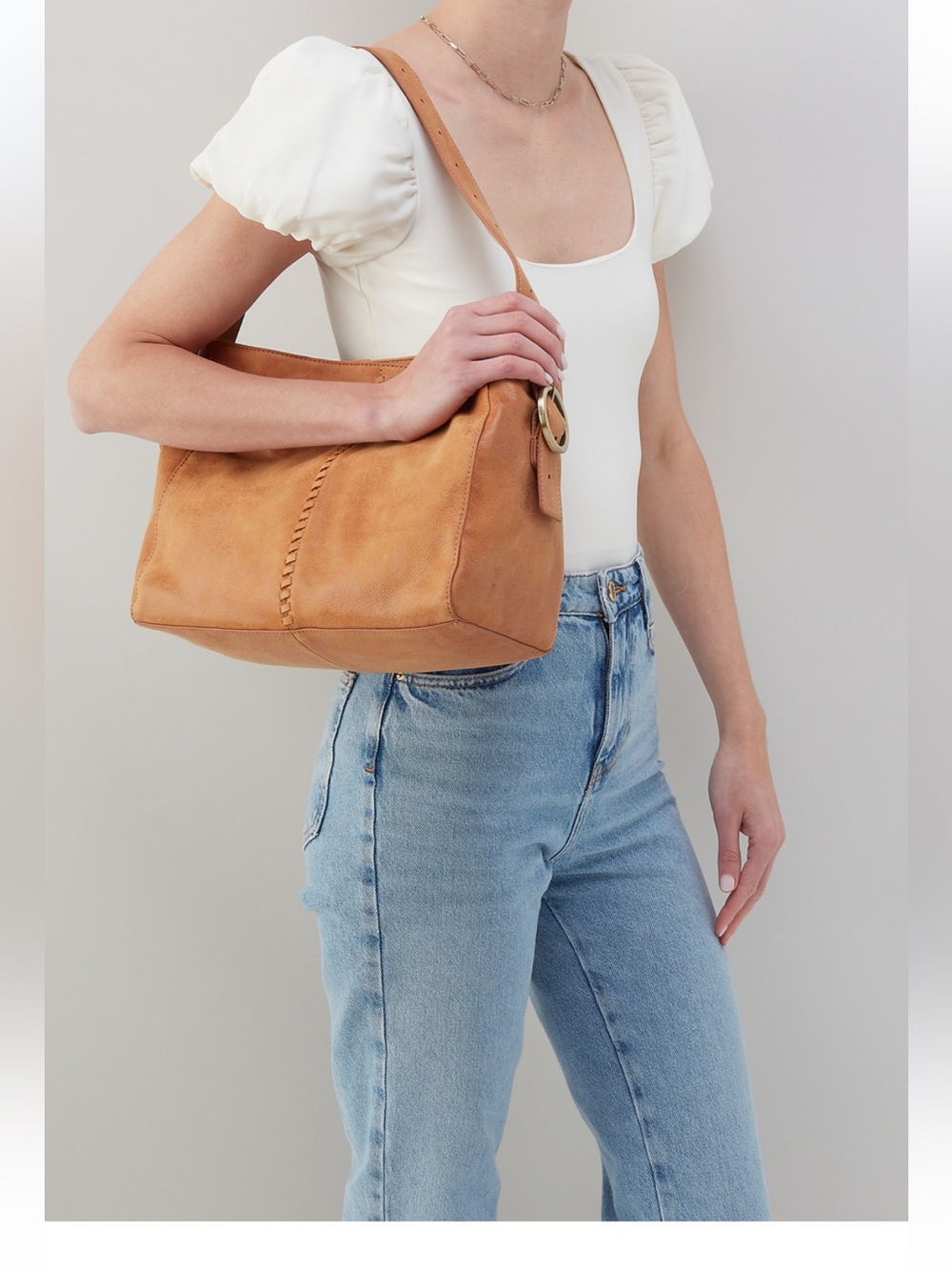 HOBO Leather Render Bag in Whiskey.